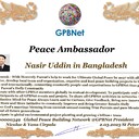 Happy Welcome to Ultimate Global Peace by 2027 campaign team & please contact for Cooperation #Peace2027 #GPBNet<br />Awarded Peace Ambassador - Nasir Uddin in Bangladesh<br />You too Receive Peace Ambassador Certificate award #ForPeace Watsapp +79811308385 @Emb GPBNet Join, Subscribe and Share #Peace2027. for Cooperation & Partnership, to Donate, for consultation, to invite as Guest Speakers at your online or offline events, to Volunteer, to receive marriage blessing call us